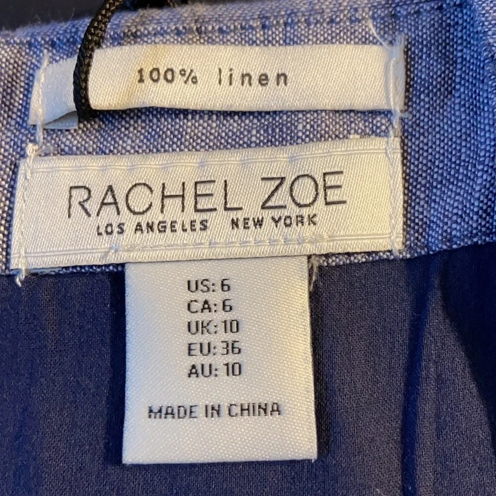 NWT Rachel Zoe Cropped Blue Linen Jumpsuit - Picture 2 of 7